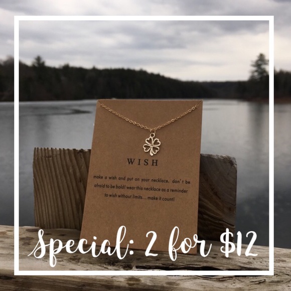2 For $12 ♥️ Four Leaf Clover Necklace and Card - Picture 3 of 5